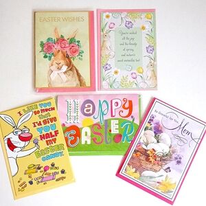 5 Assorted Easter (1 Mother's) Easter  Greeting Card Set